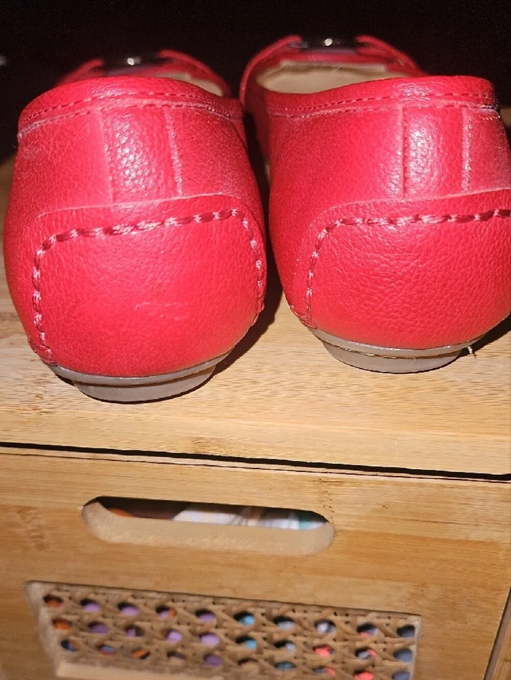 Liz Claiborne Red Leather Logo Ballet Flats